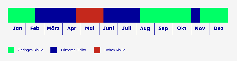 Übersicht der Monate mit der höchsten Marderaktivität